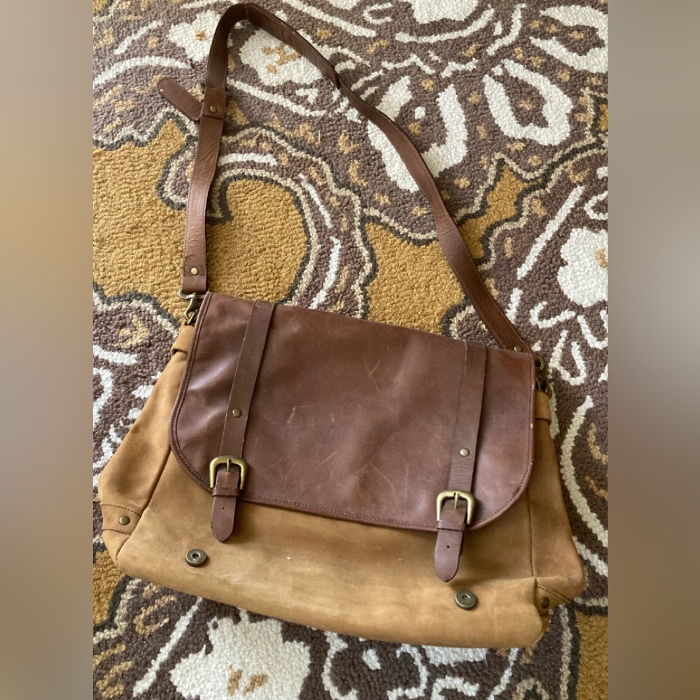 Vintage Marlboro Suede & Leather Shoulder Messenger Bag Distressed